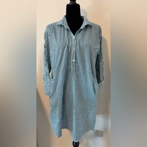 Blu Threads Striped Cotton Shirt Dress Blue White Tunic Size M